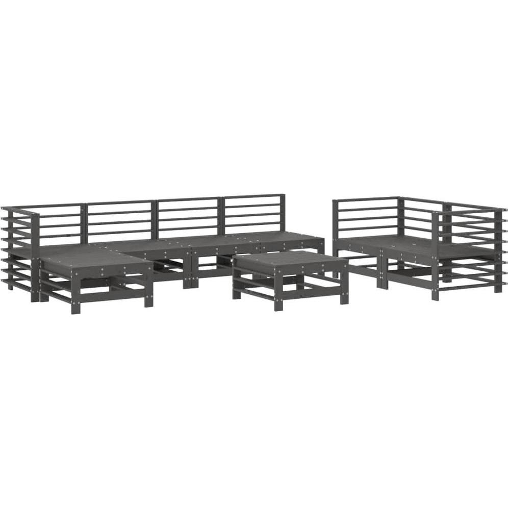 VidaXL, Gartenlounge, 8-tlg. Garten-Lounge-Set Grau Massivholz Kiefer,Farbe