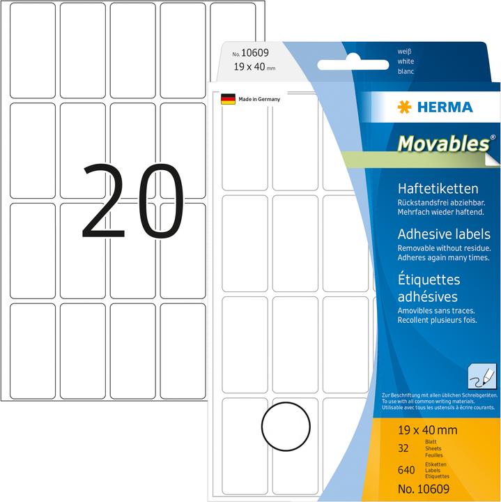 Image du produit HERMA Étiquettes amovibles à usage multiple