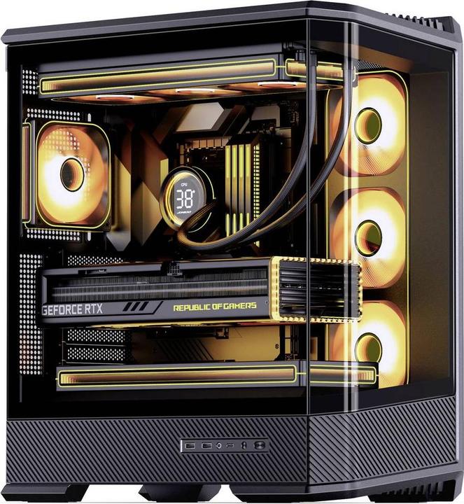 Produktbild Jonsbo D400 PC-Gehäuse, Midi Tower, ATX, Tempered Glass - schwarz (ATX, mATX, Mini-ITX)