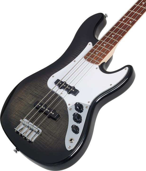 Actual product image Cort Guitars Cort GB24JJ Trans Black (Electric bass, Jatoba (fingerboard), Maple (neck), Maple veneer (top), Poplar wood (body))
