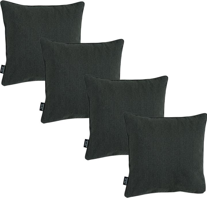 Madison 4er-Set Deko-Kissen wasserabwesend, bequemes Outdoorkissen, dunkel grau, 50 x 50 x 10 cm