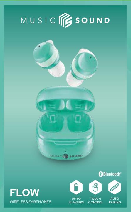 Image du produit Cellularline Music Sound Flow Casque intra-auriculaire sans fil pour la musique et les appels Bluetooth Vert (Pas de réduction du bruit, 25 h, Sans fil)