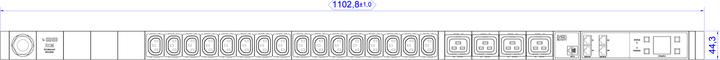 Bachmann BN3000 Slave RCM 16xC13 4xC19 meting p.Ph. 3m H05VV-F 3G 2.5 CEE 1x16A Lan