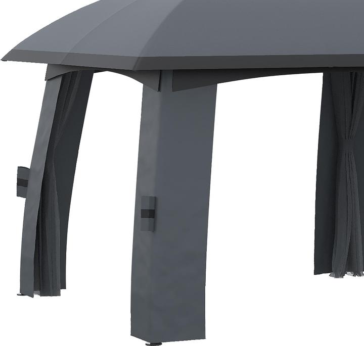 Produktbild Outsunny Pavillon, Partyzelt, mit Fliegennetzen, Winddach, bis 15 Personen, dunkelgrau, 3 x 6 x 3 m (300 cm, 600 cm)