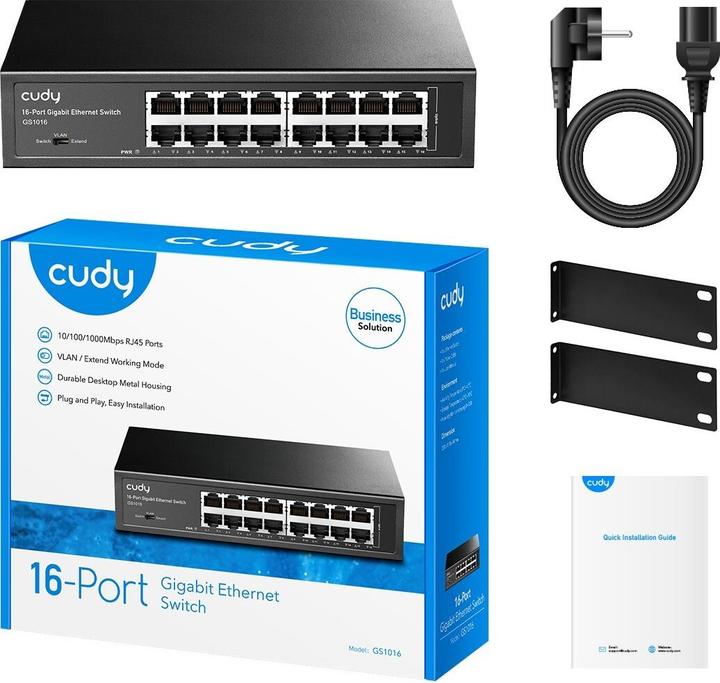 Image du produit Cudy GS1016 switch réseau Gigabit Ethernet (10/100/1000) Noir (16 Ports)