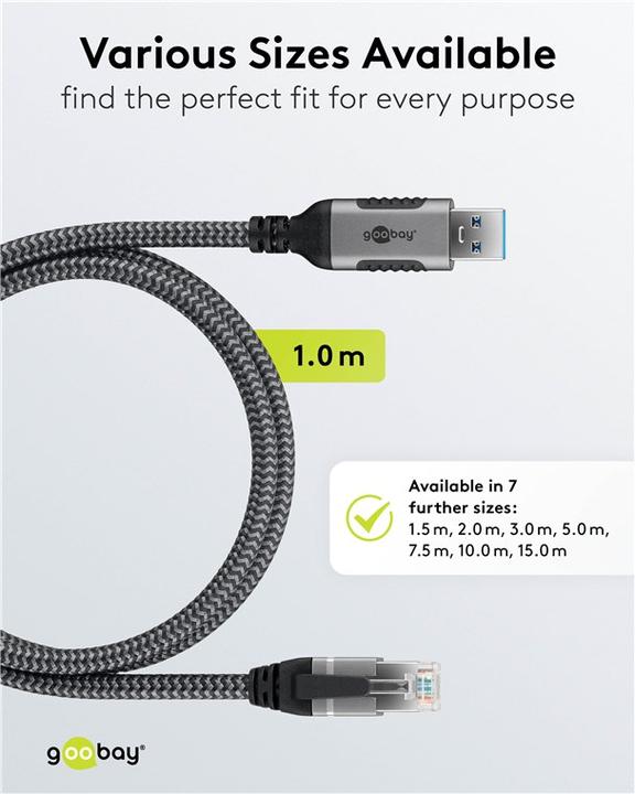 Immagine prodotto Goobay Cavo Ethernet da USB-A a RJ45, 1 m (USB, RJ45 (1x))