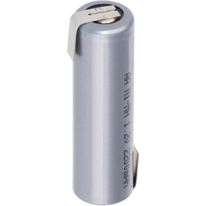 AccuCell Akku Mignon AA Flat Top mit Lötfahnen in Z-Form (1 Stk., AA, 1600 mAh, Akku), Akku Ladegerät
