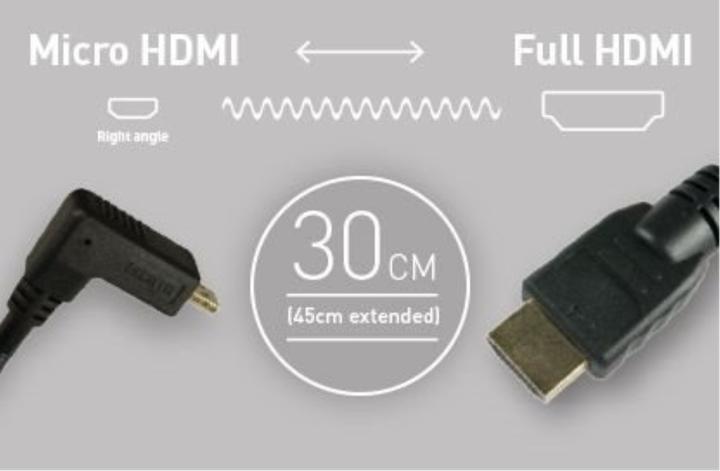 Produktbild Atomos micro HDMI (Typ D) — HDMI (Typ A) (0.45 m, HDMI)