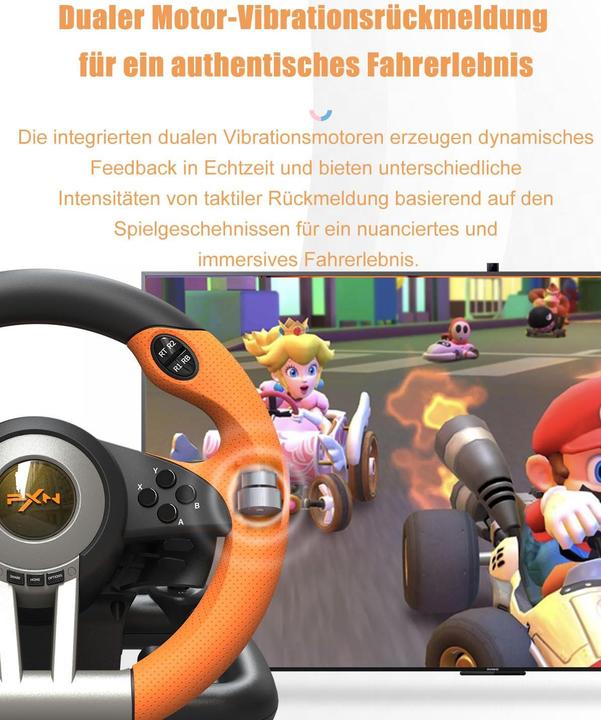 Produktbild PXN Gaming-Lenkrad mit Pedalen und Vibration (PC, PS3, PS4, Switch, Xbox One S, Xbox Series S, Xbox Series X)