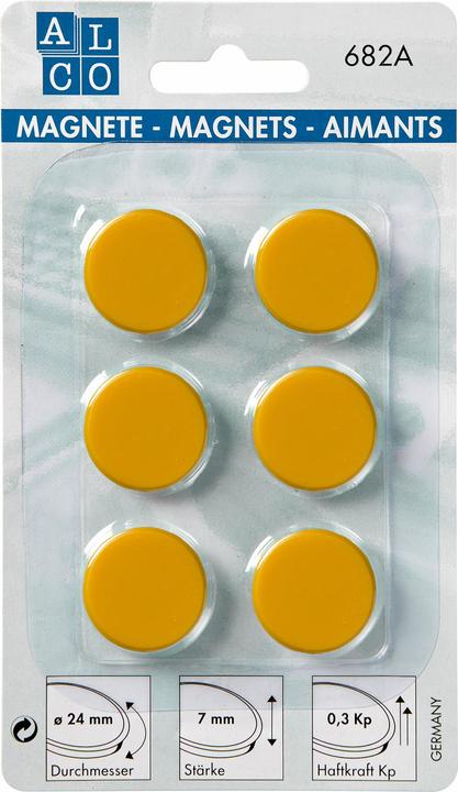 Image du produit Alco Aimant métal plastique 24mm TG 300 g jaune UE=6 pièces (6x)
