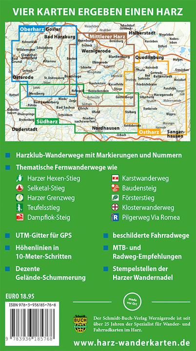 Produktbild Der Harz in 4 Teilen, 4 Wander- und Fahrradkarten