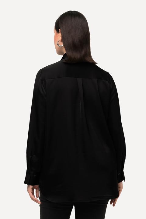 Immagine prodotto Ulla Popken Camicia in raso con retro più lungo, colletto da camicia e maniche lunghe (58)