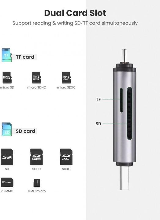 Immagine prodotto Ugreen USB-C e USB-A - TF SD 3.0 (USB-C, USB)
