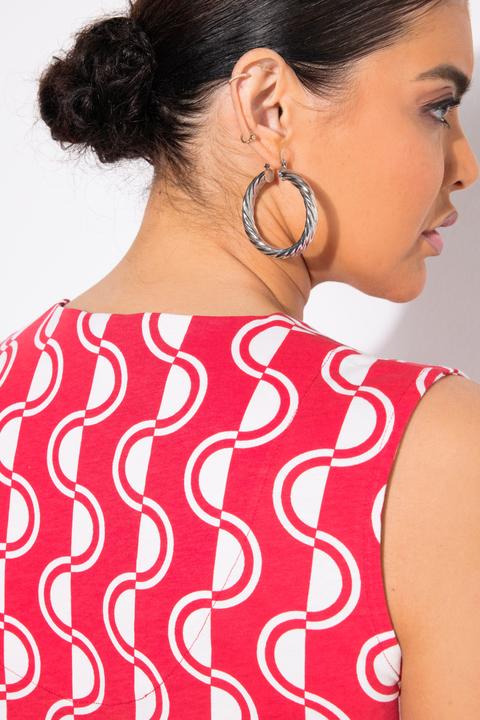 Actual product image Ulla Popken Geometric Wave Print Split Neck Tank (54)