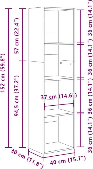 Immagine prodotto vidaXL Bücherregal (30 x 40 x 152 cm)