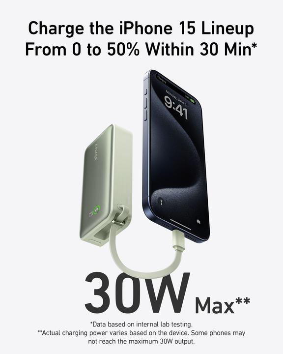 Actual product image Anker 545 Nano Power Bank 10000mAh PD 30W green (10000 mAh, 30 W, 37 Wh)