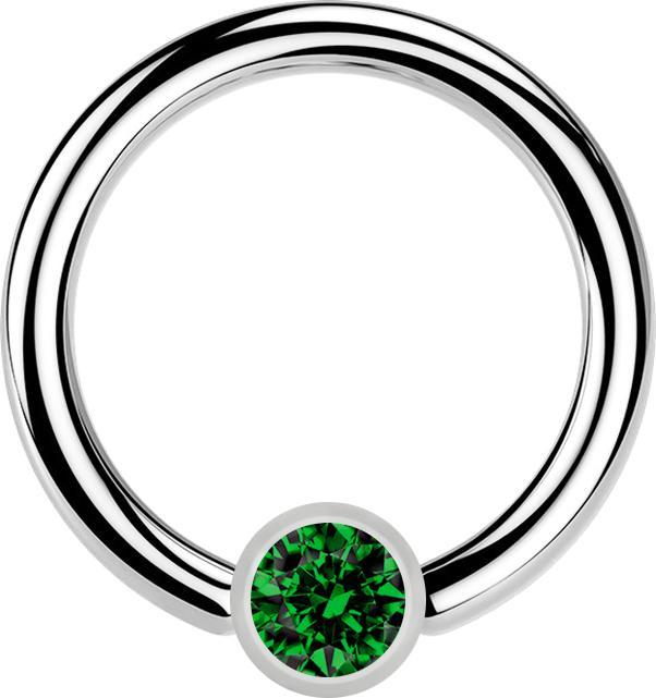 Immagine prodotto Star Piercing Anello Micro Closure argento cilindro cristallo verde (senza ottone, Acciaio chirurgico 316L)