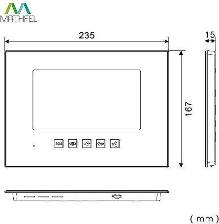 Produktbild Mathfel 2 Draht Video Türsprechanlage Gegensprechanlage mit 7" Monitor Aufputz, Farbe: Ohne, Gröss