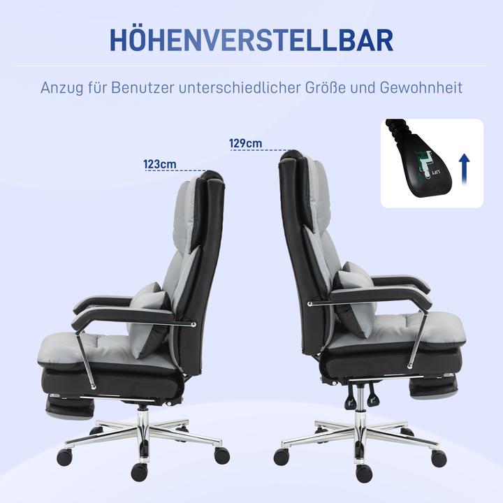 Image du produit Homcom Bürostuhl Kunstleder, Schaumstoff Grau