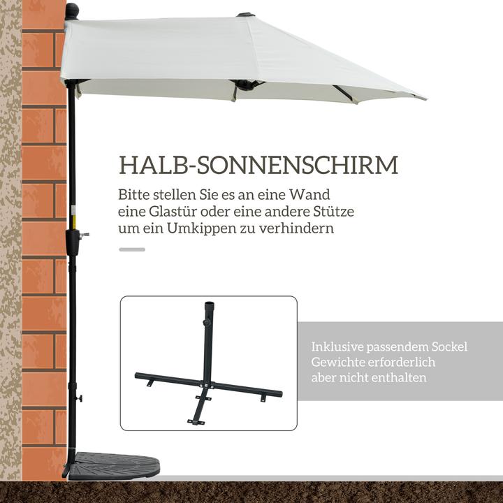 Image du produit Outsunny Halbschirm Stahl, Polyesterstoff Cremeweiss (2 m)