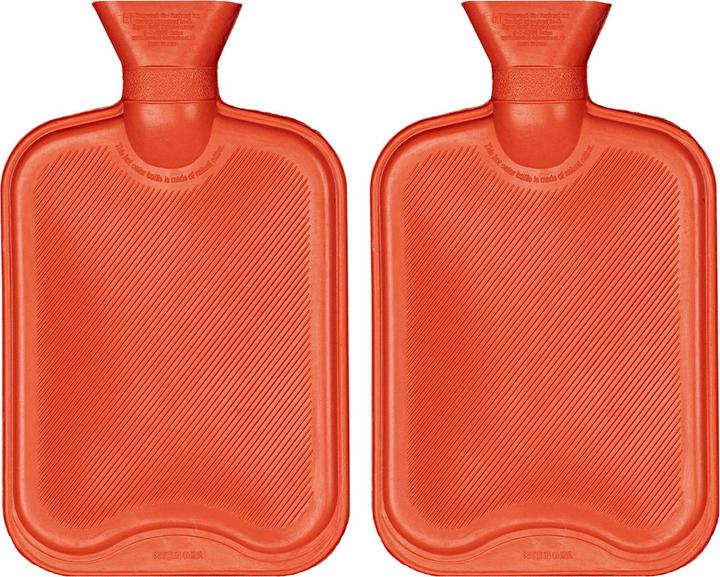 Actual product image HI Set of 2 hot water bottles made of natural rubber, 2.0 litres (2 l, Bed flask without cover)