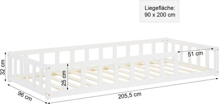 Produktbild Homestyle4u Bodenbett (90 x 200 cm)