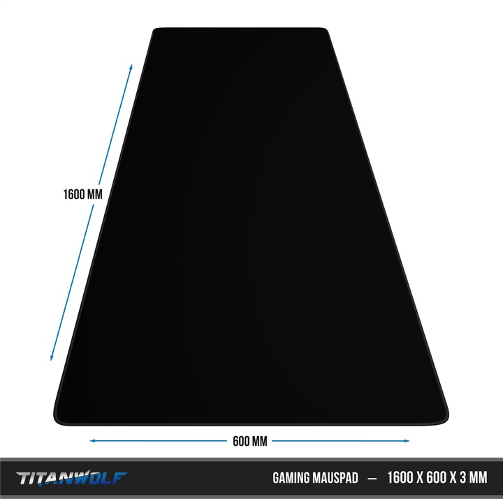 Actual product image Titanwolf Gaming mouse pad, XXXL speed gaming mouse mat, mouse pad extra large surface of 1600 x 600mm, black (XXL)