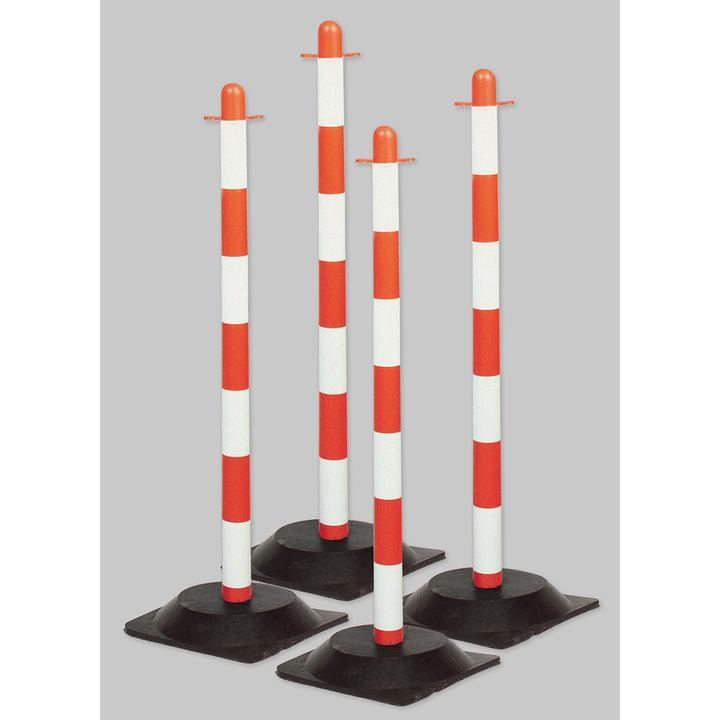 Brady Barrier post & rubber foot (1.6 kg), polyethylene, red & white striped (4 pieces/pack)