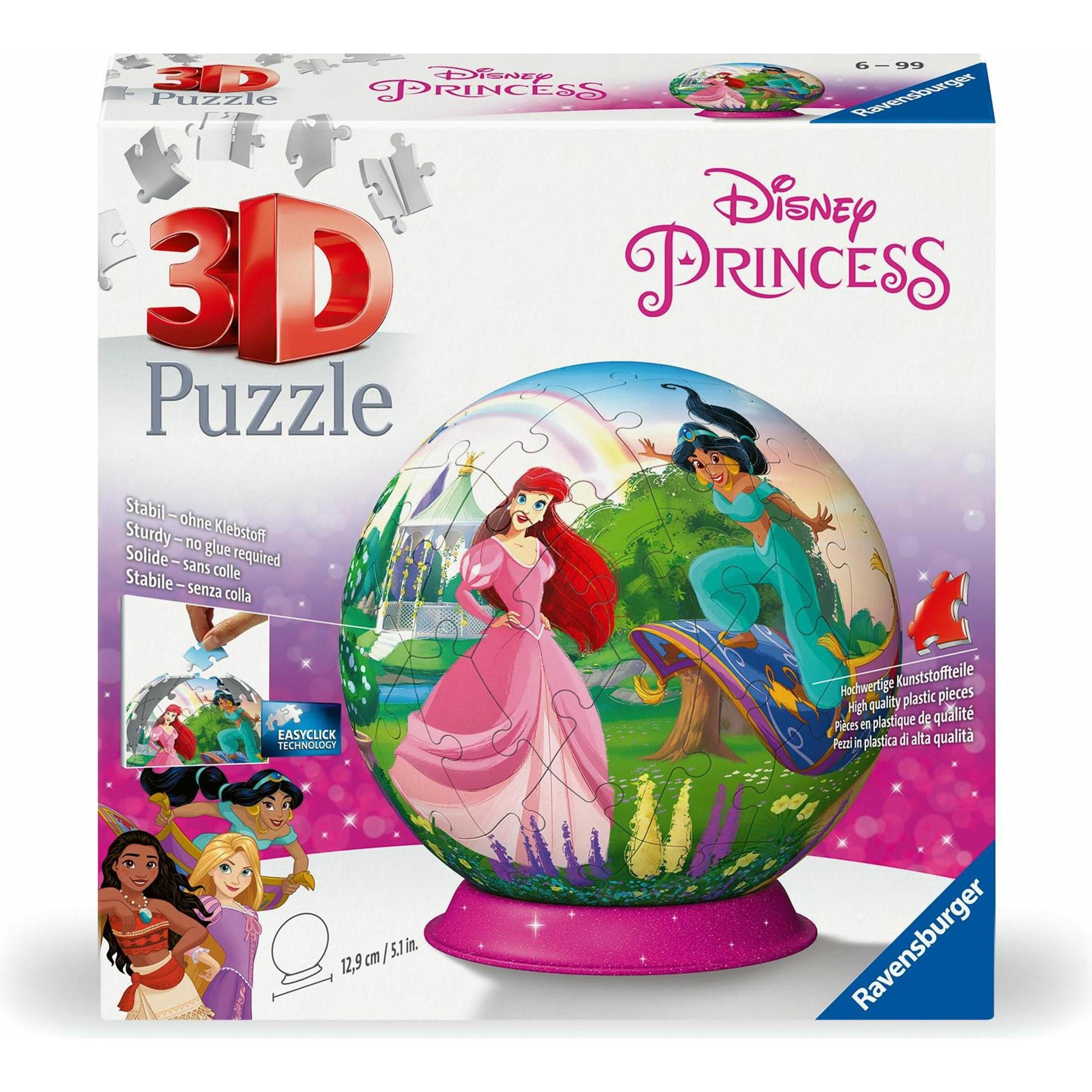Ravensburger Puzzle 3D 11579 - Palla Puzzle Principessa Disney - Puzzle in tre dimensioni secondo Movit (72 pezzi)