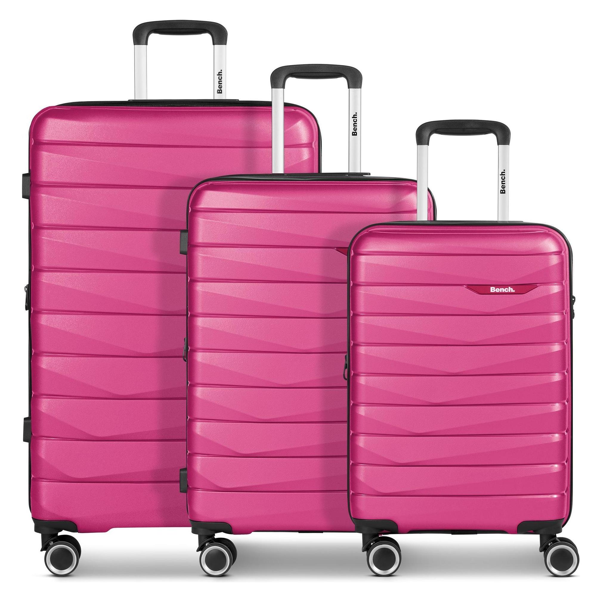 Bench, Koffer, Paris 4 Rollen Kofferset 3-teilig Mit Dehnfalte, Rosa, (223 l)