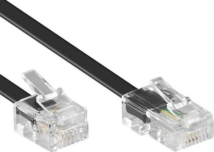 Actual product image ACT Black 1 meter flat telephone cable with RJ11 and RJ45 connectors. Rj45-rj11 cable black 1.00m
