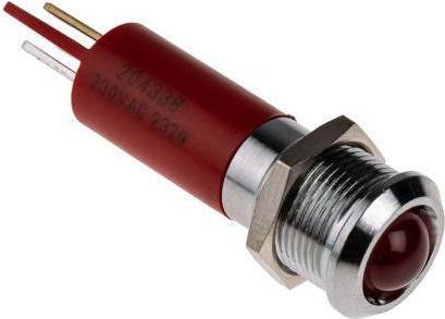 Produktbild RS PRO LED erhaben 12mm chrom 230Vac rot