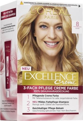 L'Oréal Paris Loreal, Exzellenz -Creme, Haarfärbemittel 8, 1 Stück (8 Blond, 1 Stk.)