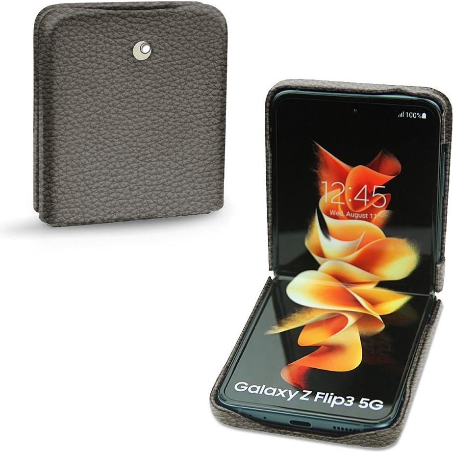 Noreve Lederschutzhülle (Samsung Galaxy Z Flip3), Smartphone Hülle, Grau