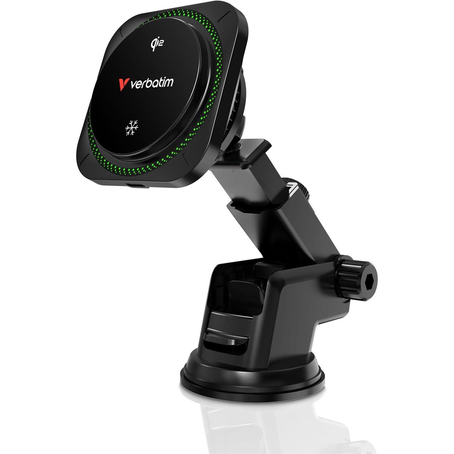 Thumbnail - Verbatim Charge'n'Drive Magnetic Wirel.Car Charger Qi2 RGB 31860, Auto Adapter, Schwarz