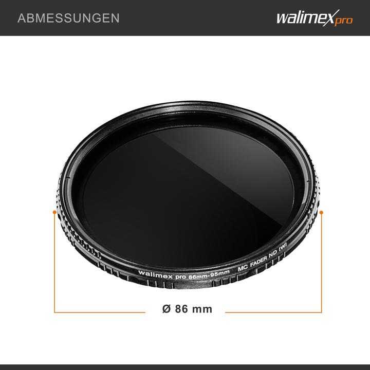 Immagine prodotto Walimex pro pro ND fader ND2 - ND400 bonificato e temperato 86 mm (86 mm, Filtri grigi, 86 mm)