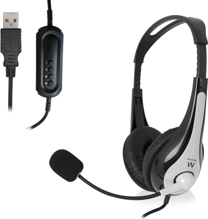 Ewent EW3564 – Cuffie Stereo Over-Ear Con Microfono Pieghevoli – Jack 3.5mm E Adattatore PC – Controllo Volume Integrato