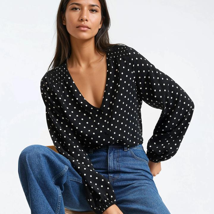 Immagine prodotto La Redoute Collections Bluse mit V-Ausschnitt (M)