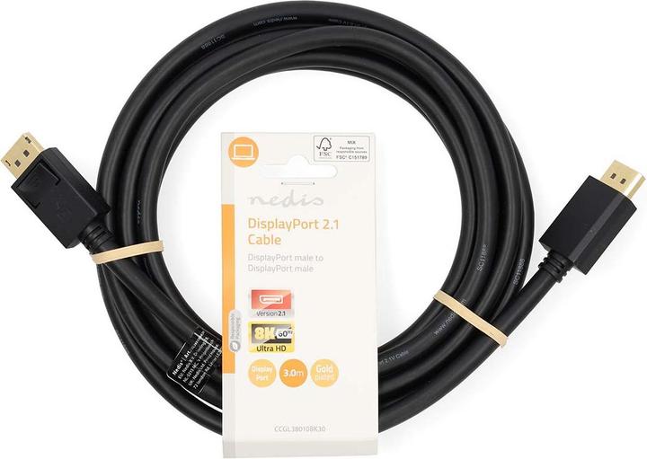 Produktbild Nedis Displayport-Kabel - DisplayPort Stecker - DisplayPort Stecker - 8K@60Hz - Vergoldet - 3.00 m - (3 m, DisplayPort, 2.1)