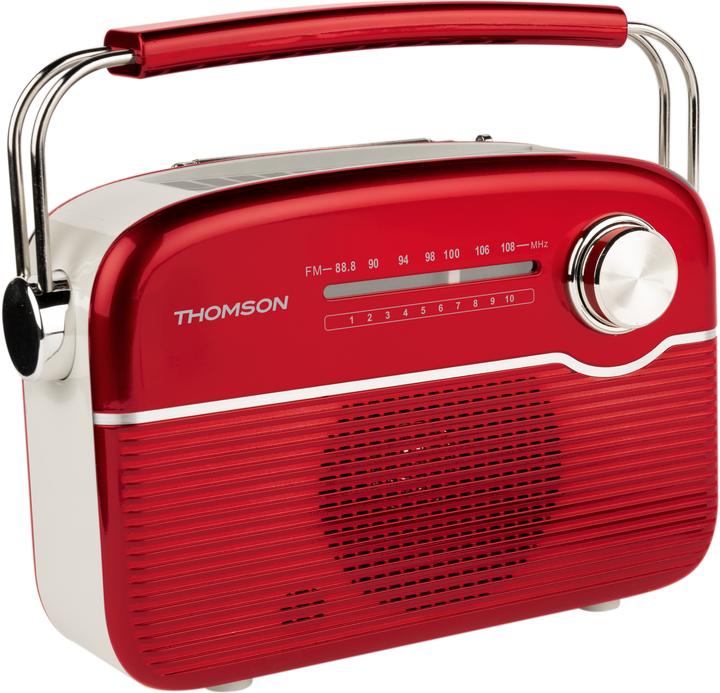Actual product image Thomson Retro Bluetooth Radio w/ Solar Charging - Red (Bluetooth)