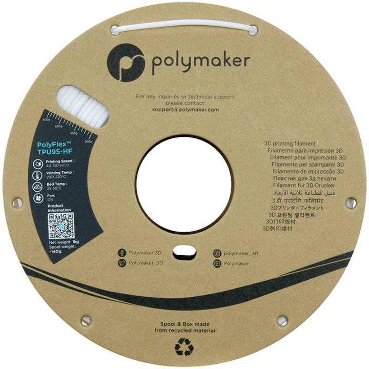 Produktbild Polymaker PolyFlex TPU95-HF V2 - White - 2.85mm (TPU, 1000 g)