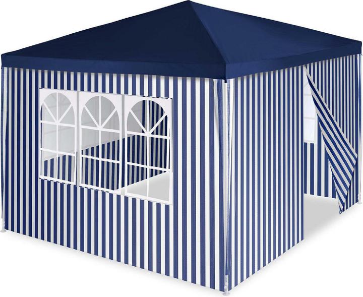 Actual product image VCM Pavillon Partyzelt 3x3m blau weiss wasserdicht 4 Seitenteile Gartenzelt Eventzelt (300 cm, 300 cm)