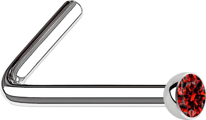 Produktbild Star Piercing Nasenstecker gewinkelt silber mit Kristall rot (ohne Messing, Chirurgenstahl 316L)