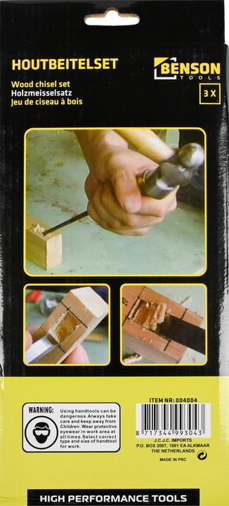 Actual product image Benson Wood chisel set 3 pieces pro-grip