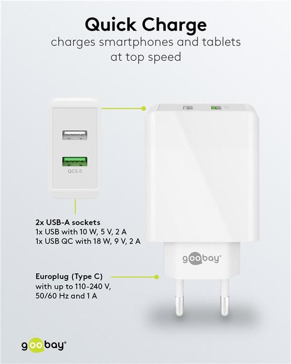 Produktbild Goobay Dual USB-A Schnellladegerät (28 W)