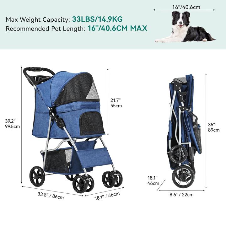 Produktbild Yitahome Hundewagen Buggy (Hund, Katze, Faltbar)