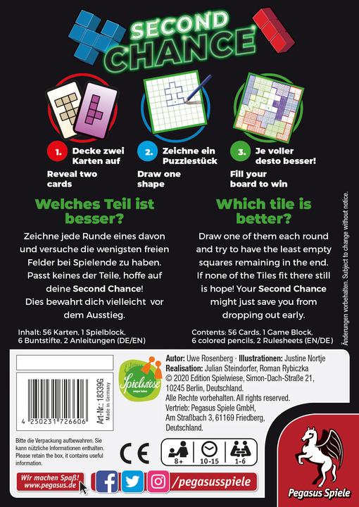 Produktbild Pegasus 18339G - Second Chance, 2. Edition (Edition Spielwiese), Kartenspiel, 1-6 Spieler (Englisch)