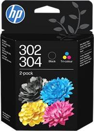 Actual product image HP Hewlett-Packard 302/304 Tri-color/Black Ink Crtg 2-Pk, 302/304