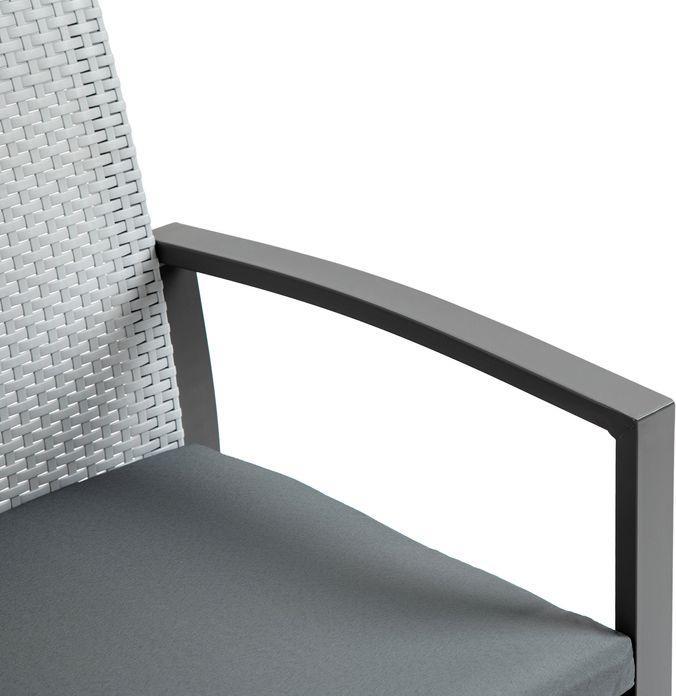 Produktbild Swisshandel24 Rattan Sitzgruppe mit Esstisch, für 2 Personen, 3-tlg., Stahl, Polyester, 58cmx58cmx84cm, Schwarz+Gr (44 cm)