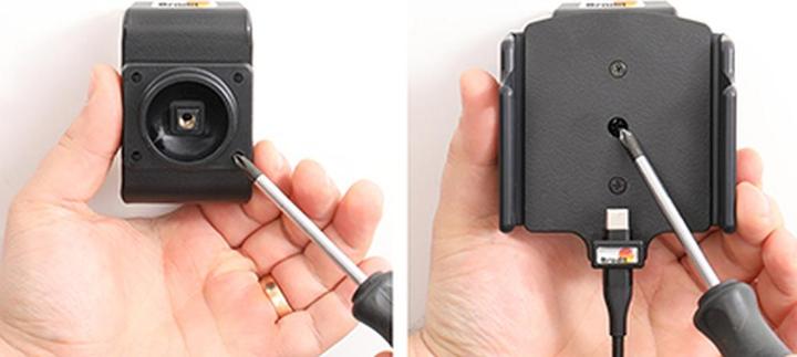 Actual product image Brodit Adjustable holder (sideways) Active USB, 12V, for APPLE iPhone 15 Pro Max, incl. USB charging g